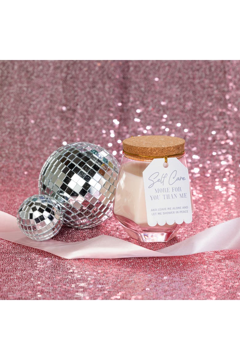 Self Care Pink Geometric Candle Wax Pink 7.7 oz Burn Time 36, Alternate, color, Pink