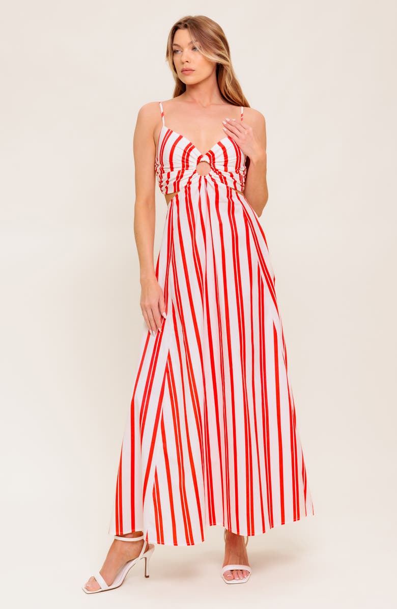 FLYING TOMATO Stripe Maxi Dress, Alternate, color, White Red