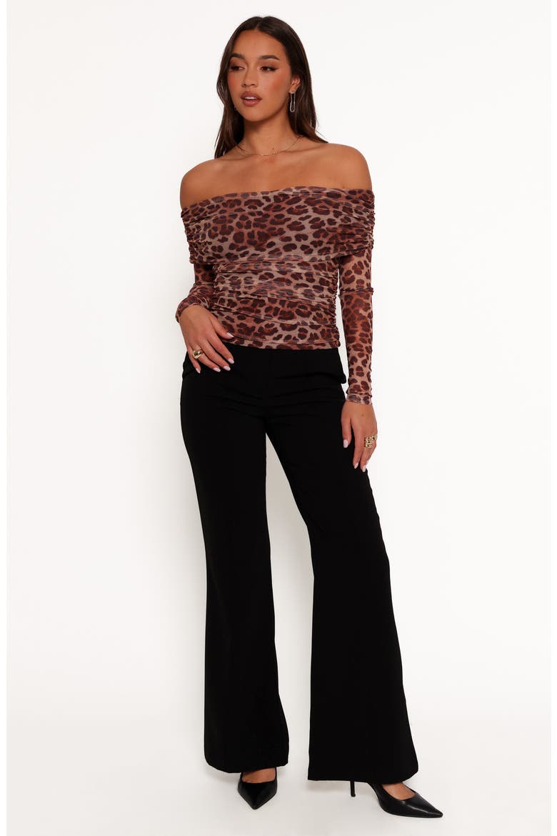 Koa Ruched Off the Shoulder Mesh Top, Alternate, color, LEOPARD