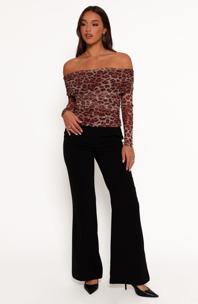 Petal & Pup Koa Ruched Off the Shoulder Mesh Top, Alternate, color, Leopard
