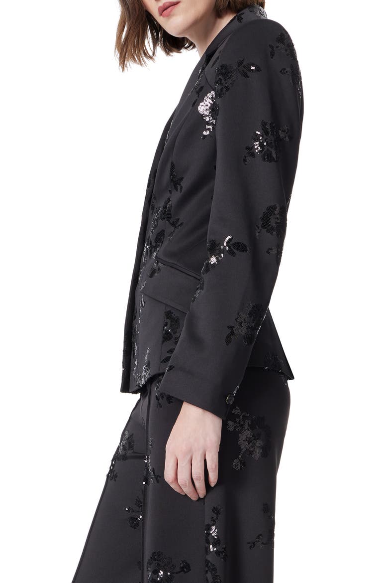 Sequin Scuba Blazer, Alternate, color, BLACK