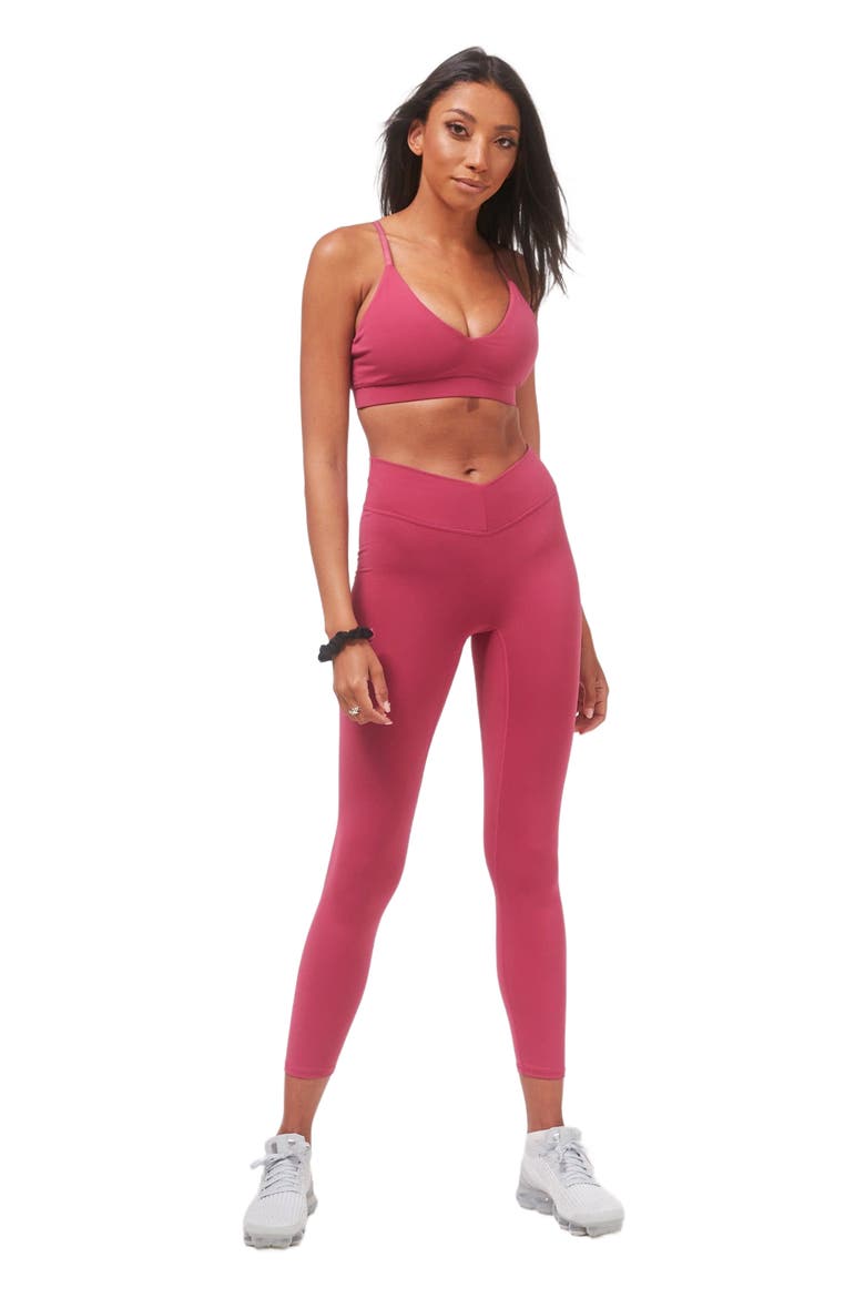 Uplift V Neck Sports Bralette, Main, color, Fuschia/Black