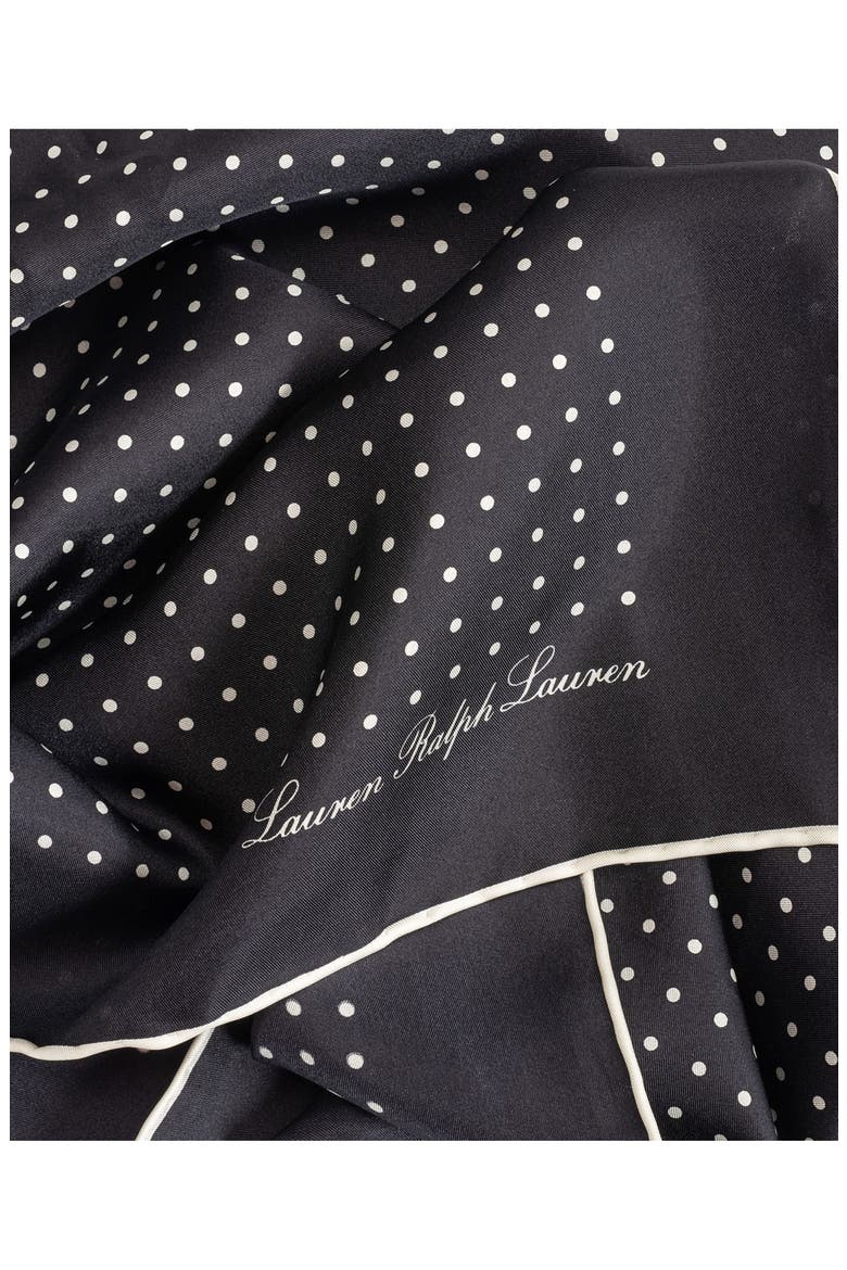 Polka Dot Square Silk Scarf, Alternate, color, BLACK