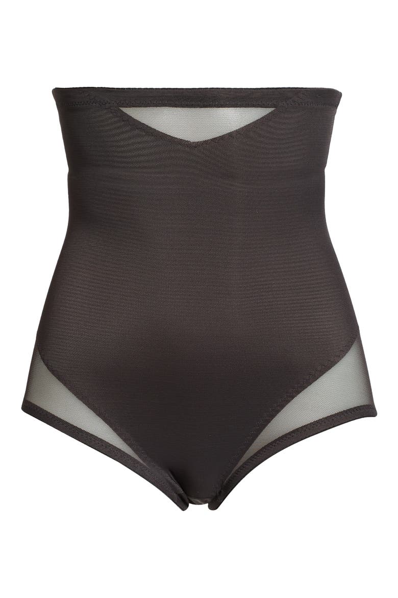 Sexy Sheer High Waist Shaping Briefs, Alternate, color, BLACK