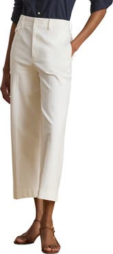 Lauren Ralph Lauren Cotton Stretch Twill Crop Wide Leg Pants