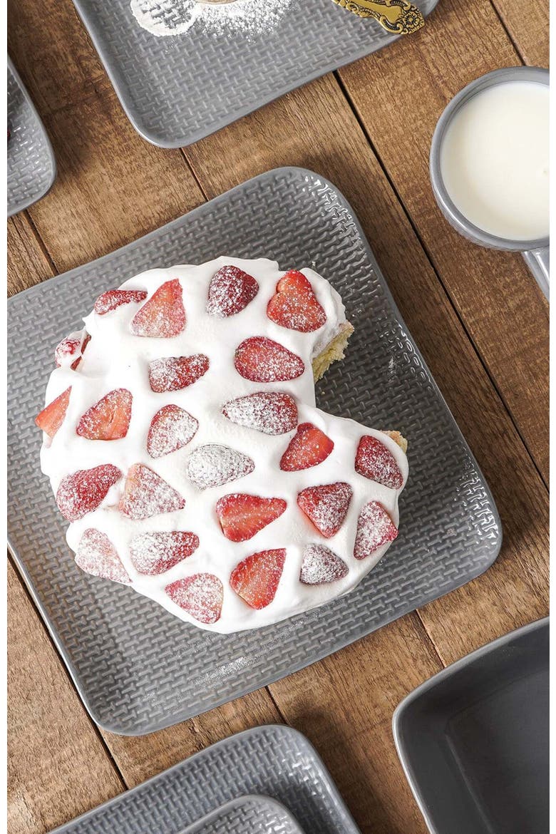 Olivia Stoneware 4-Piece Dinner Plate Set, Alternate, color, Gray