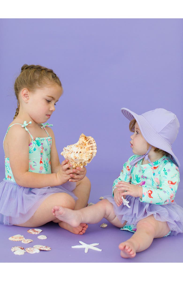 RuffleButts Girls UPF50+ Tulle Skirted One Piece, Alternate, color, Mermaid Princess