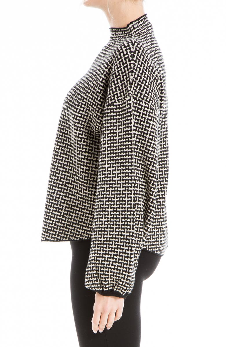 MAX STUDIO Funnel Neck Sweater, Alternate, color, Bone/ Black Graphic Geo