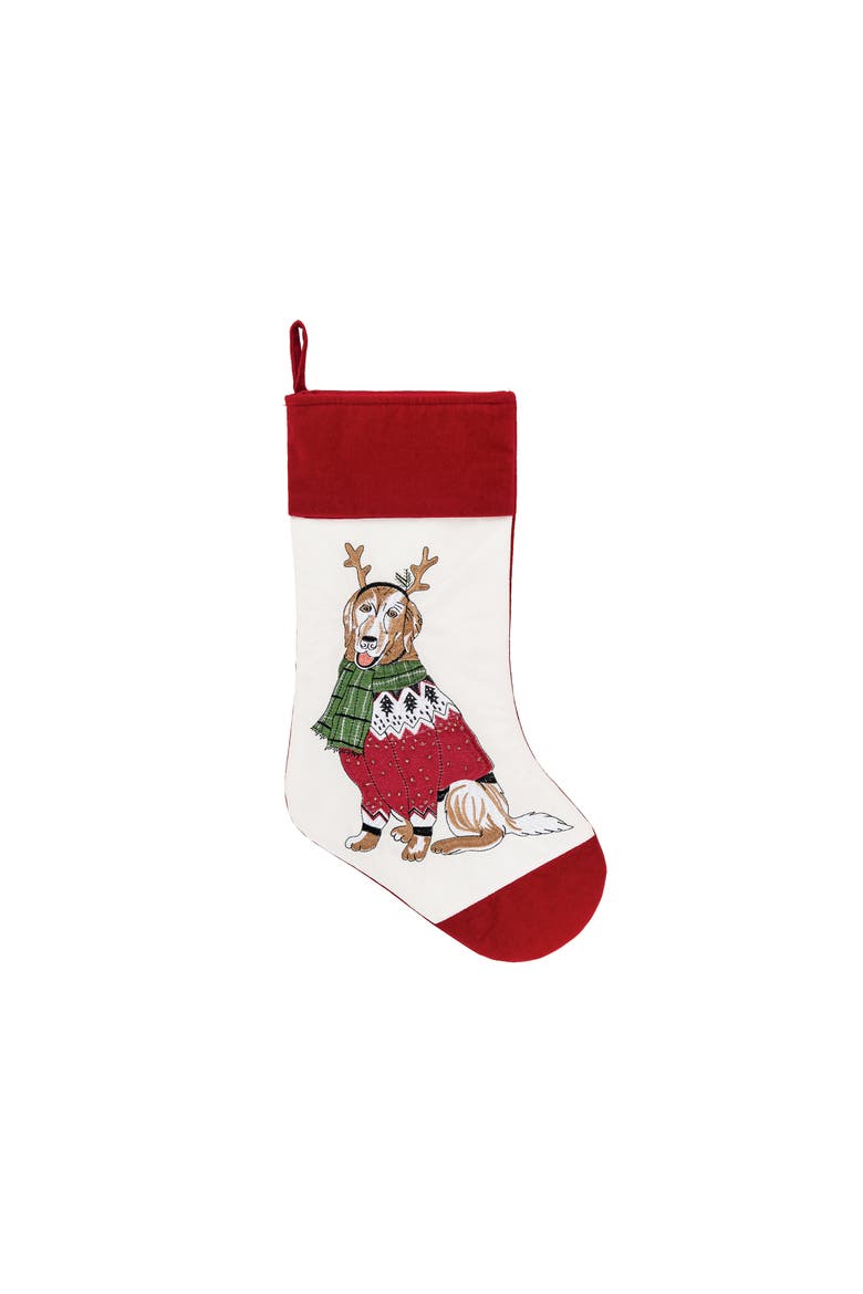 20" Christmas Dog Embroidered Hanging Large XMAS Stocking, Main, color, Red