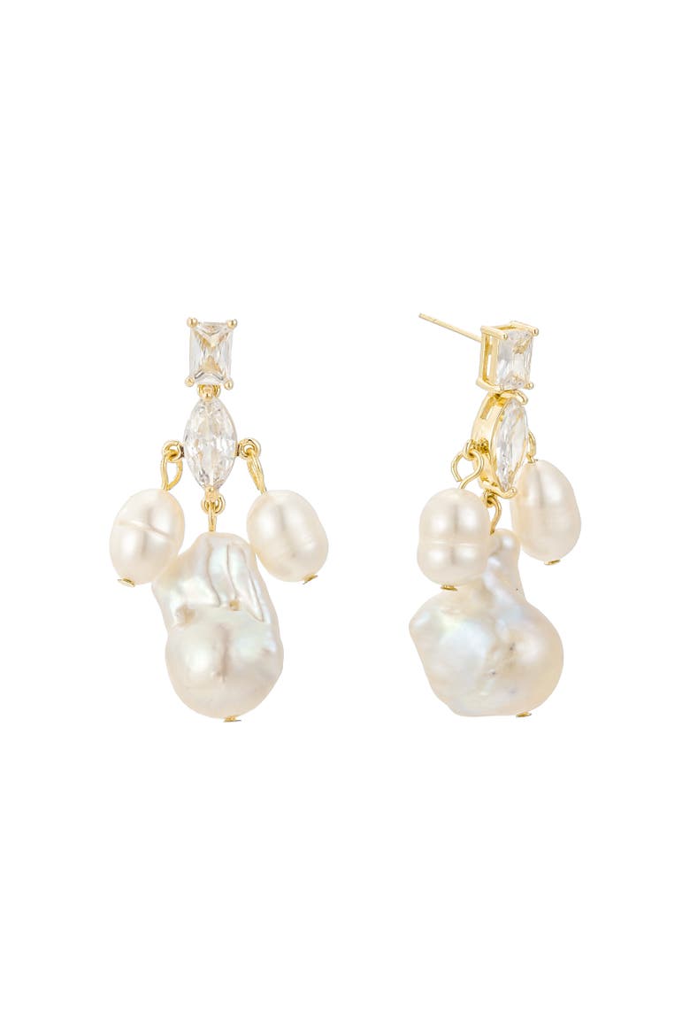 Astoria Freshwater Pearl Drop Earrings, Main, color, Gold