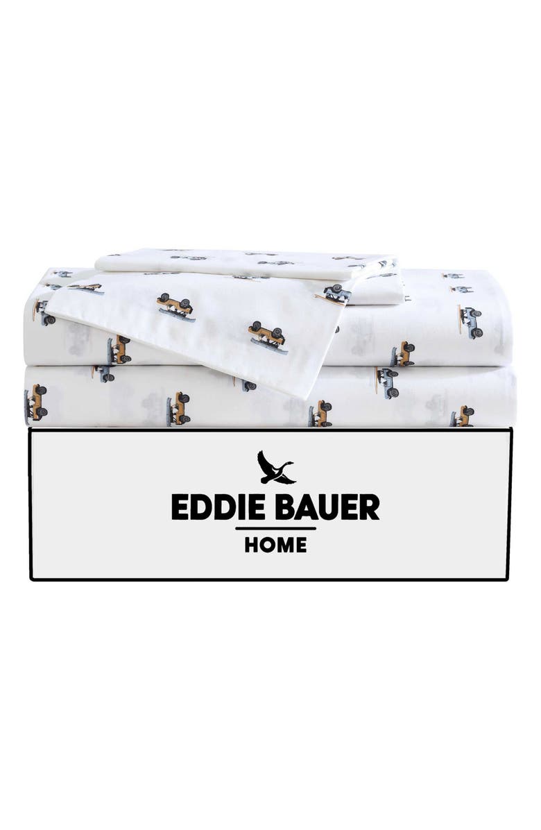 Eddie Bauer Out to the Beach 200 Thread Count Cotton Percale Sheet Set, Alternate, color, Sky/ Orange