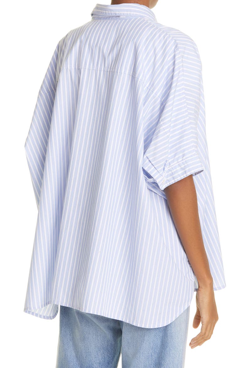 Stripe Oversize Boxy Button-Up Shirt, Alternate, color, LT BLUE WIDE STRIPE