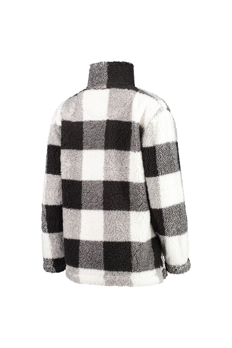 Women's G-III 4Her by Carl Banks Black Cleveland Browns Sherpa Plaid Quarter-Zip Jacket, Alternate, color, Black