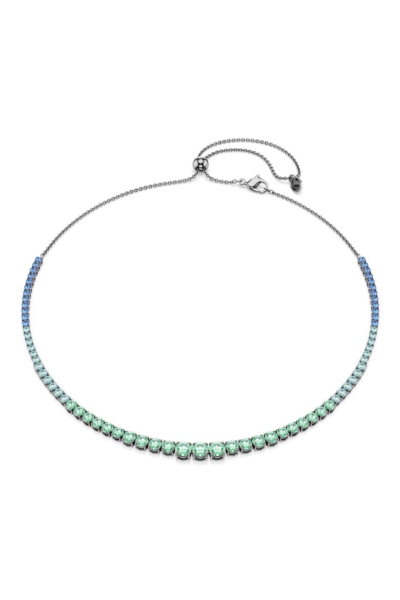 Matrix Crystal Slider Necklace, Main, color, SILVER/ GREEN