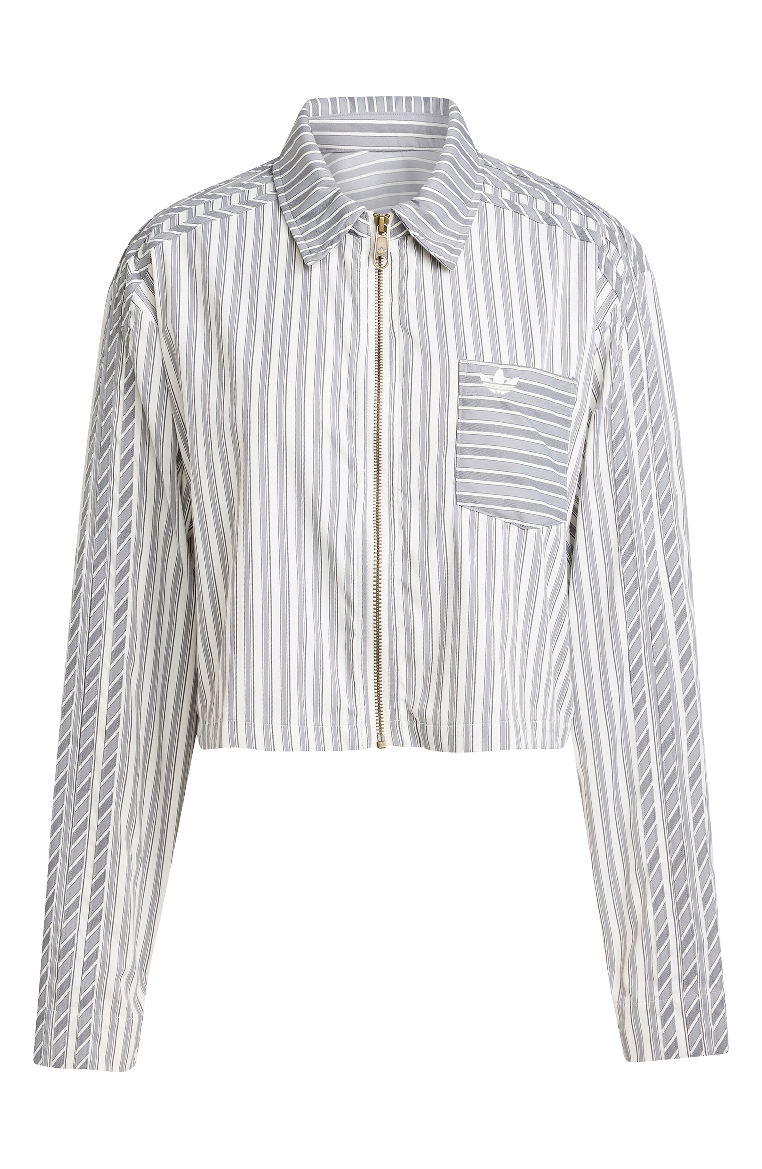 Stripe Crop Zip-Up Shirt (Women) | Nordstrom