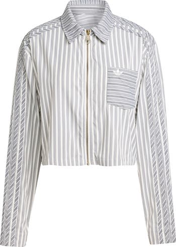 adidas Originals Stripe Crop Zip-Up Shirt | Nordstrom