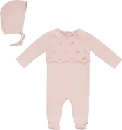 Bebe Bella Girl Eyelet Romper with Matching Bonnet