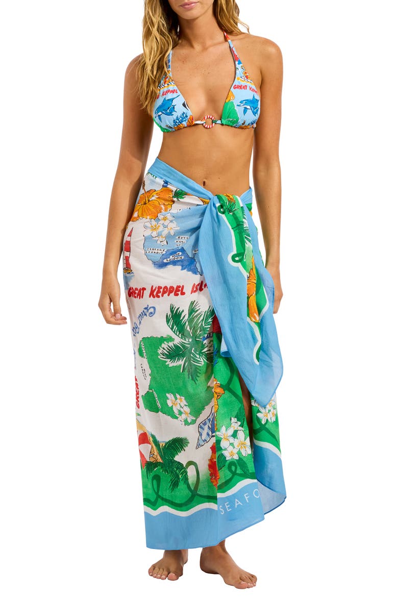 Cotton Cover-Up Sarong, Main, color, POWDER BLUE