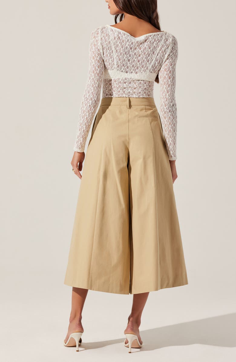 ASTR the Label Rowen Pleated Cotton Culottes, Alternate, color, Khaki