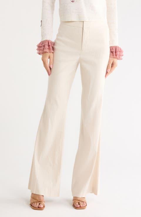 Linden High Waist Linen Blend Flare Leg Pants