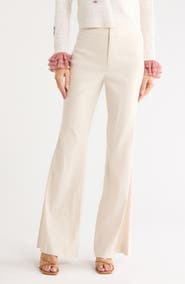ALICE + OLIVIA Linden High Waist Linen Blend Flare Leg Pants