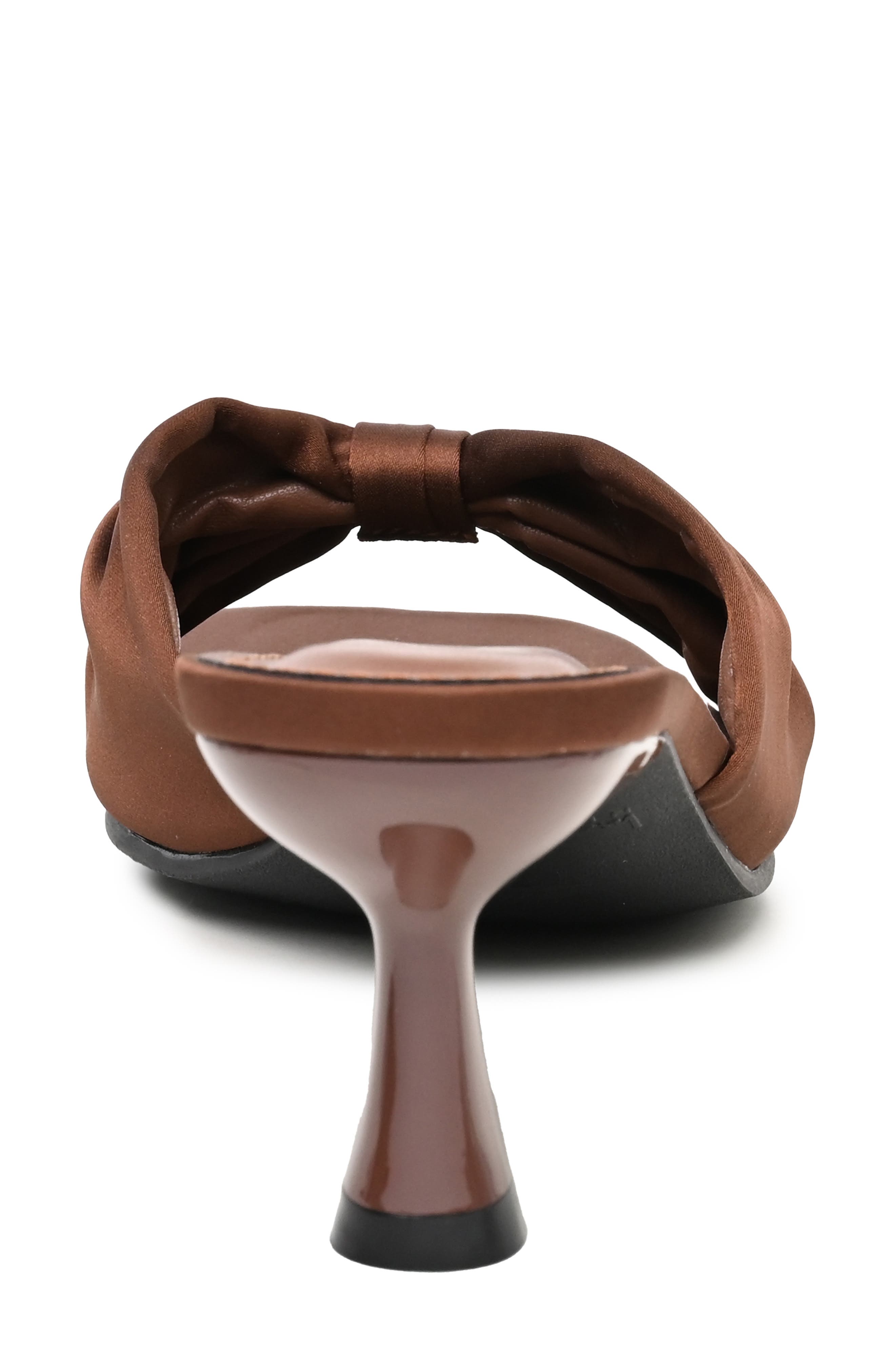 Bow Mule Sandal, Alternate, color, BROWN SATIN