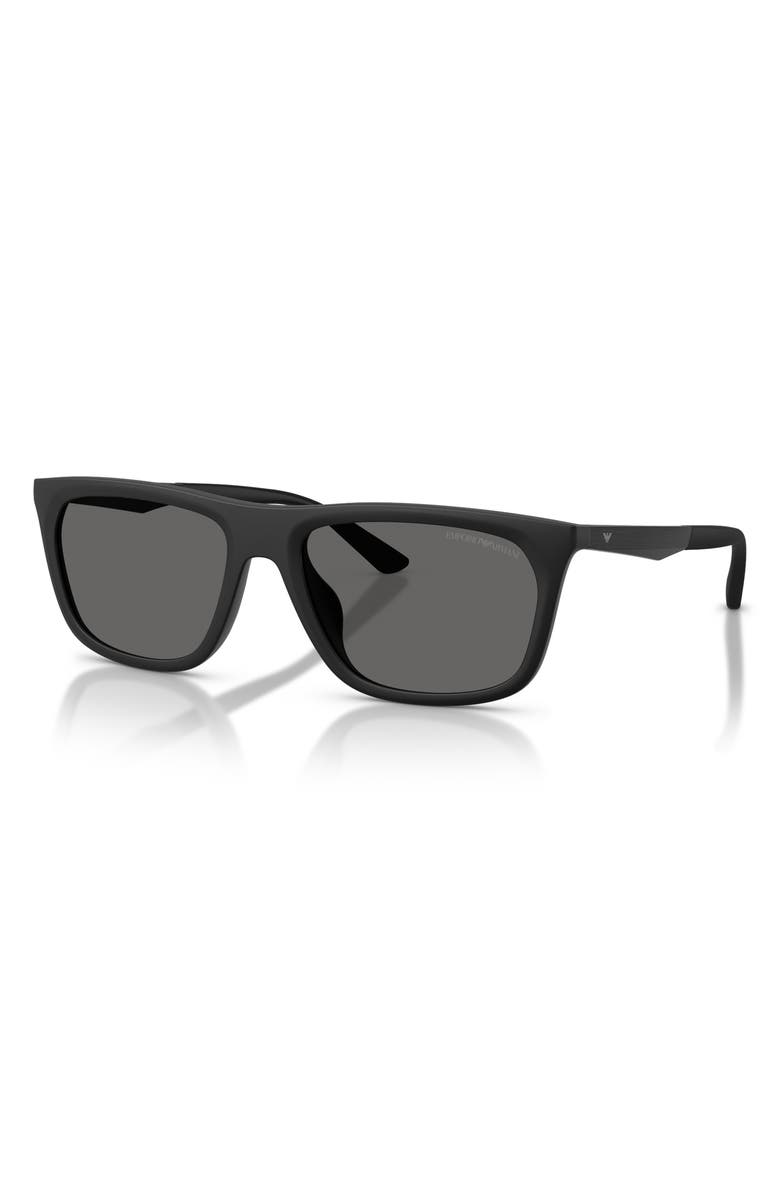 Emporio Armani 57mm Pillow Sunglasses, Alternate, color, Matte Black / Light Grey