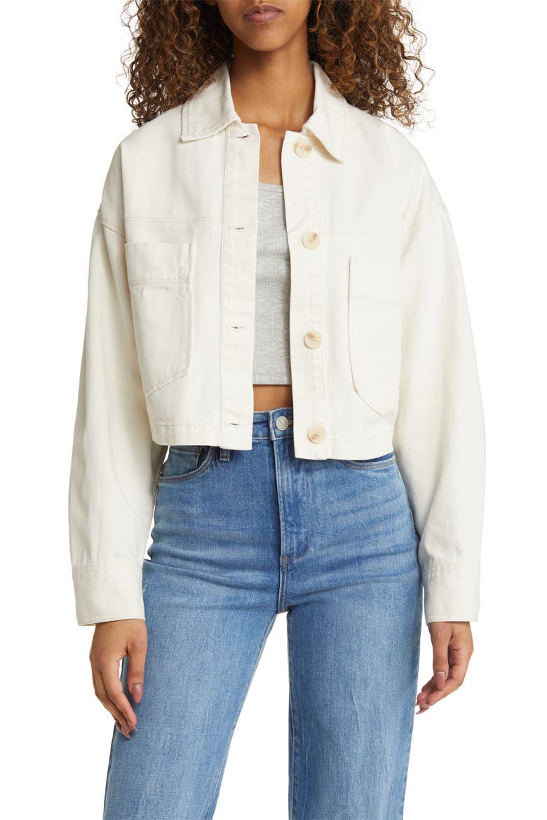 Cotton Twill Crop Jacket, Main, color, CASA BLANCA