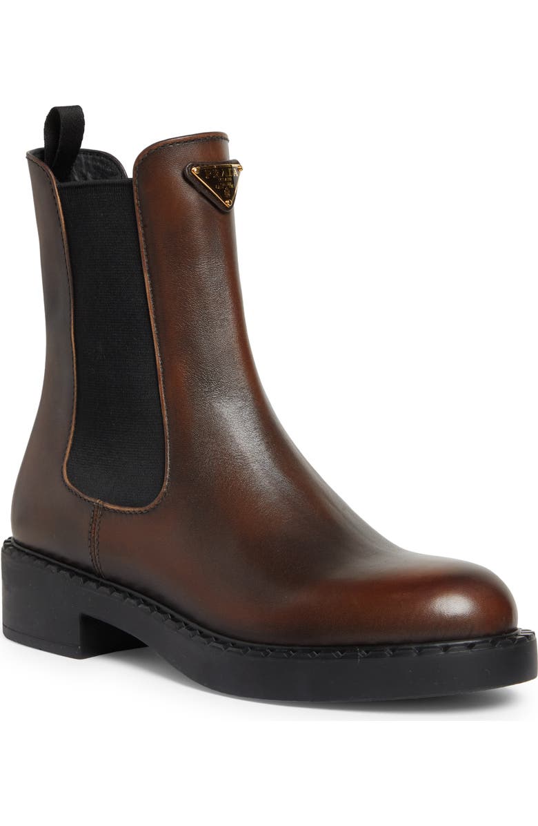 Prada Chocolate Chelsea Boot, Main, color,