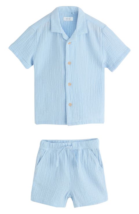Kids' Cotton Gauze Button-Up Shirt & Shorts Set (Toddler & Little Kid)