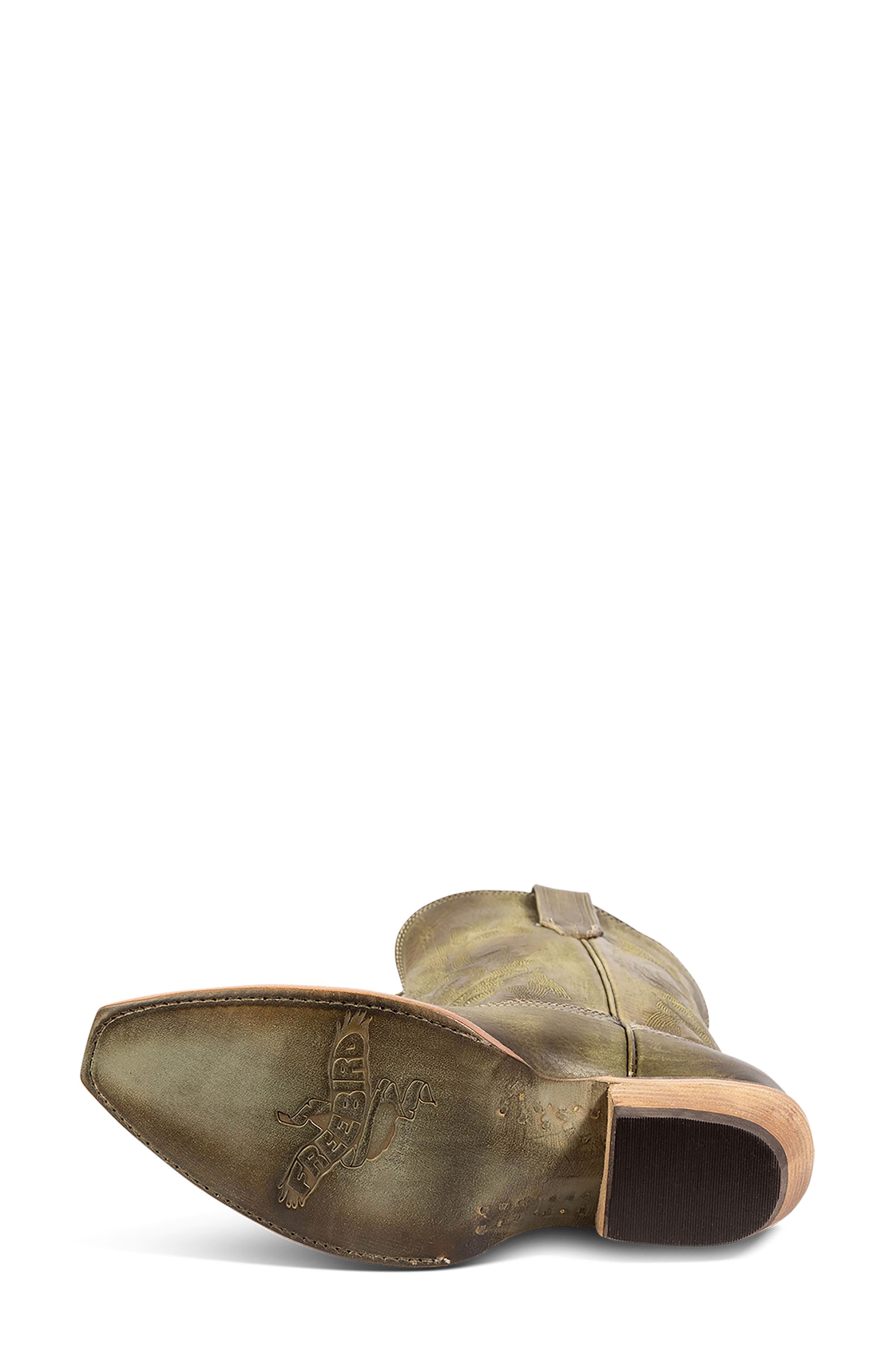 Woody Leather Western Boot, Alternate, color, OLIVE