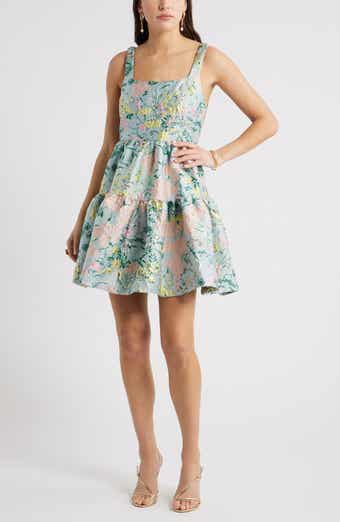 Floral Garden Brocade Cocktail Minidress