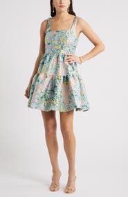Chelsea28 Floral Garden Brocade Cocktail Minidress