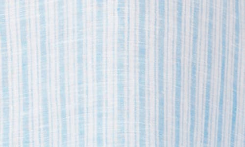 Foxcroft Jordan Stripe Linen Button-up Shirt In Blue