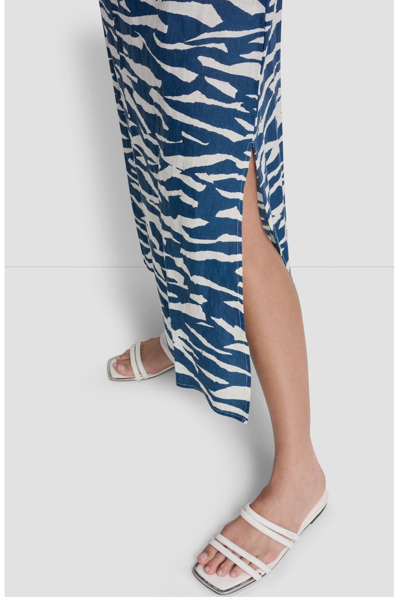 Print Colorblock Linen Midi Dress, Alternate, color, TIDAL BREAK/ ADMIRAL