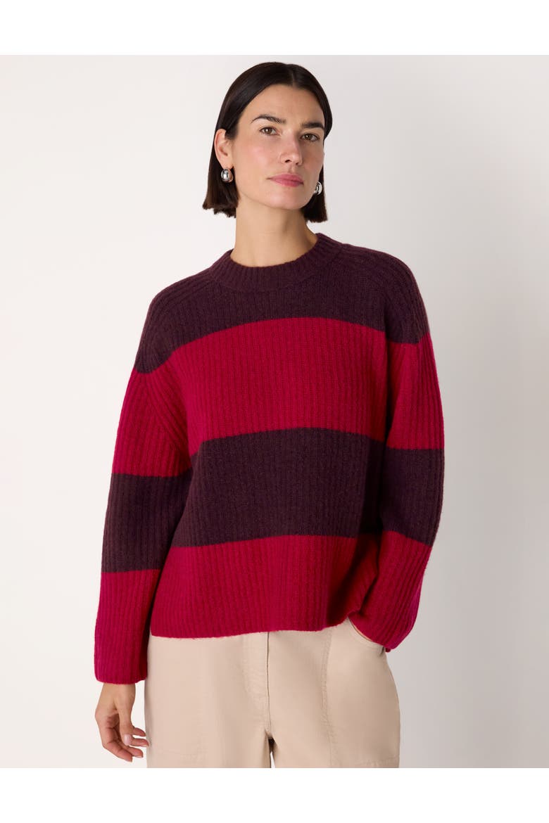 Wool Mix Wide Stripe Knit Sweater, Main, color, Red/Multi