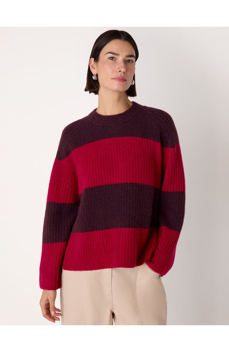 Whistles Wool Mix Wide Stripe Knit Sweater, Main, color, Red/Multi