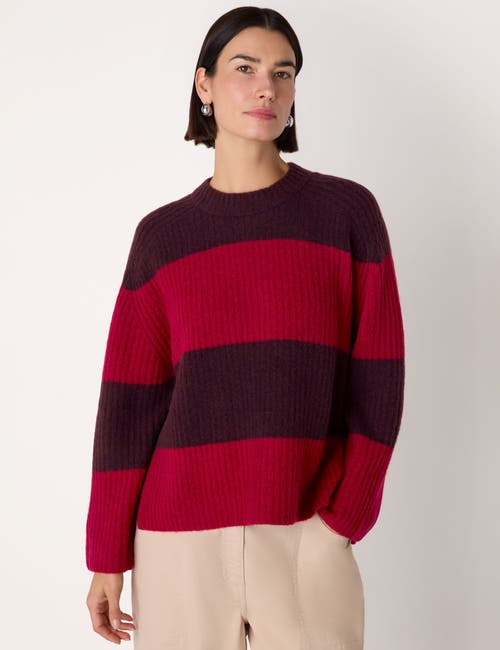 Whistles Wool Mix Wide Stripe Knit Sweater in Red/multi at Nordstrom, Size Medium
