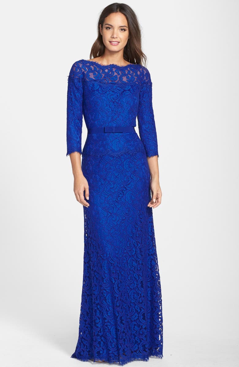 Tadashi Shoji LACE GOWN W SLV, Main, color, 