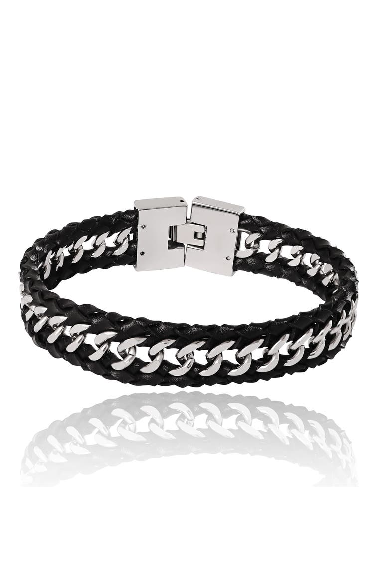 Braided Chain Overlay Bracelet, Main, color, Silver