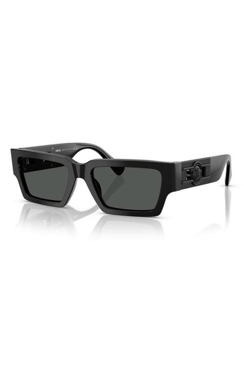 Versace 54mm Rectangular Sunglasses In Black/black