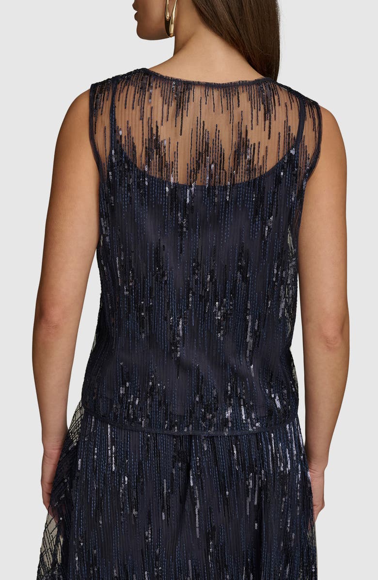 Donna Karan New York Sleeveless Sequin Semisheer Top, Alternate, color, 
