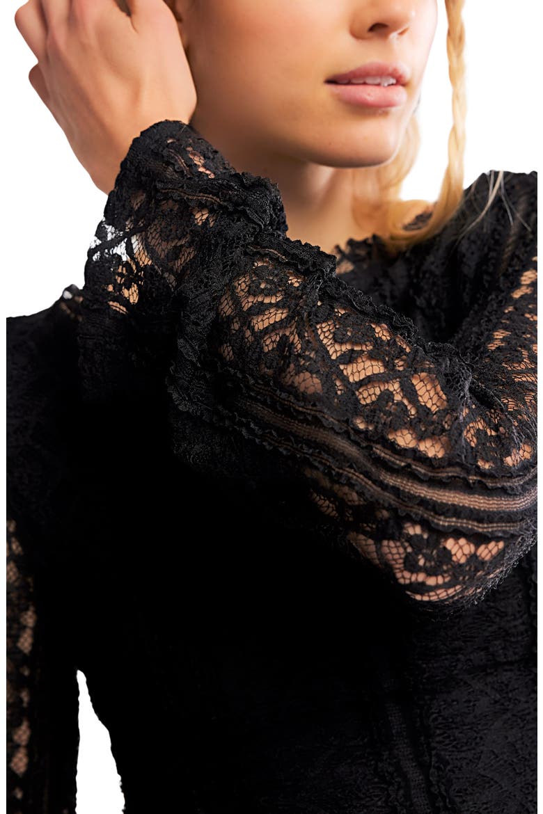 Tabby Lace Long Sleeve Minidress, Alternate, color, BLACK