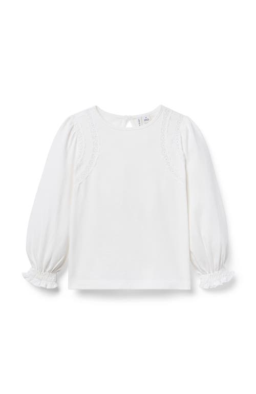 Janie And Jack Crochet Trim Top In White