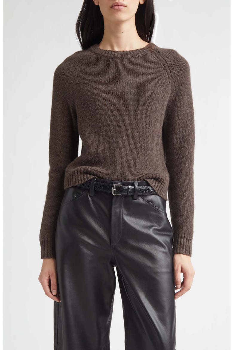 Laurel Crewneck Cashmere & Virgin Wool Sweater, Main, color, WALNUT HEATHER