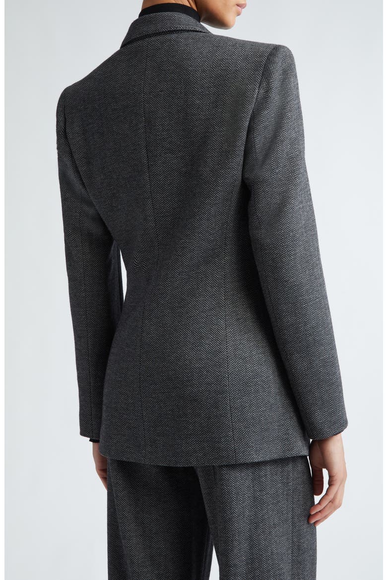 Monia Tie Front Herringbone Jersey Blazer, Alternate, color, DARK GREY