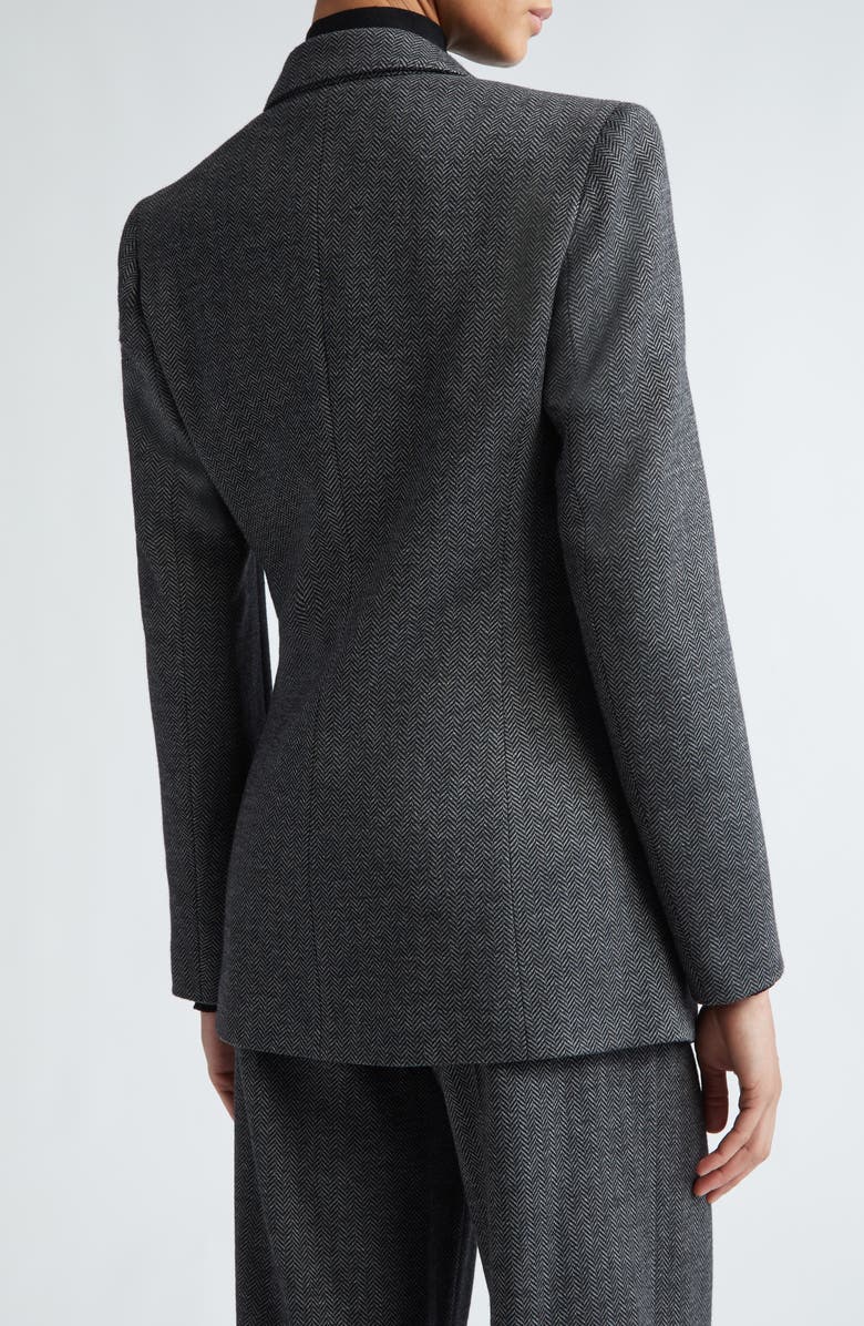 Max Mara Monia Tie Front Herringbone Jersey Blazer, Alternate, color, Dark Grey