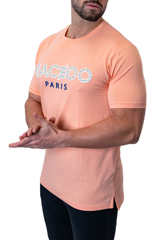 Maceoo Icon Paechpink Logo Appliqué Stretch Cotton T-shirt In Orange