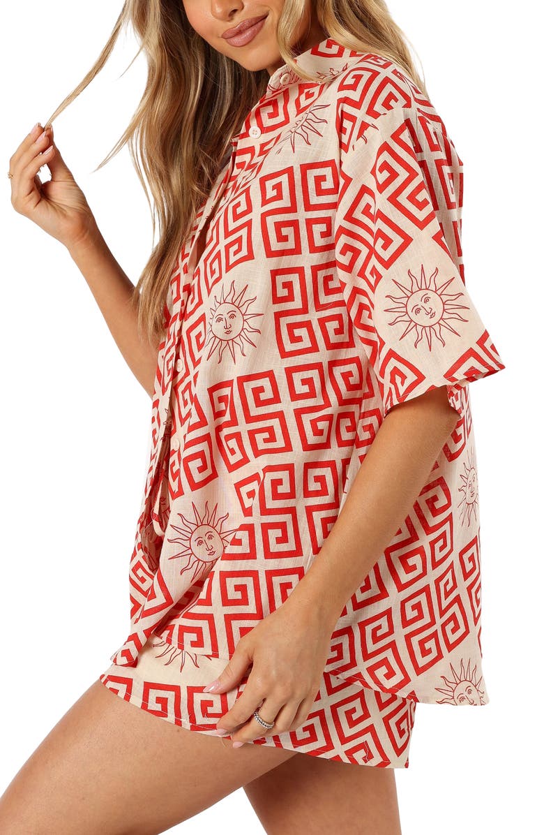 Petal & Pup Isabella Two-Piece Cotton Button-Up Shirt & Shorts Set, Alternate, color, 