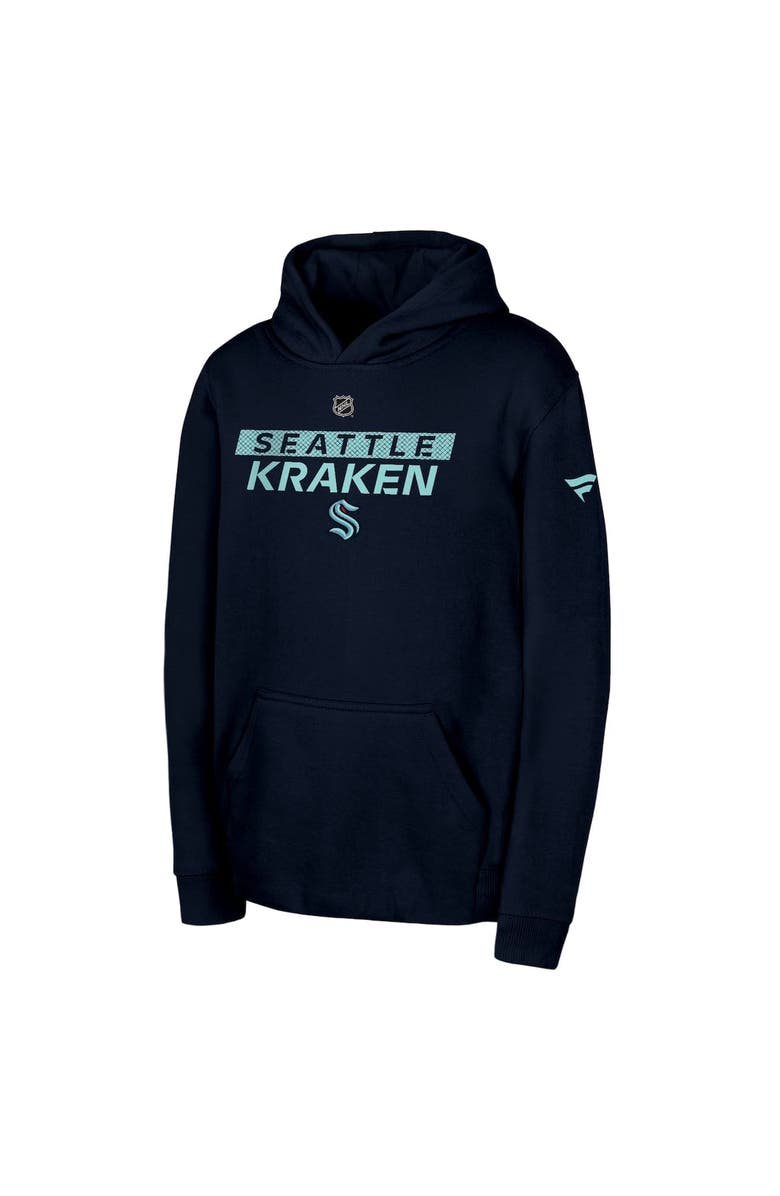 Outerstuff Youth Deep Sea Blue Seattle Kraken Authentic Pro Wordmark Fleece Pullover Hoodie, Alternate, color, Navy